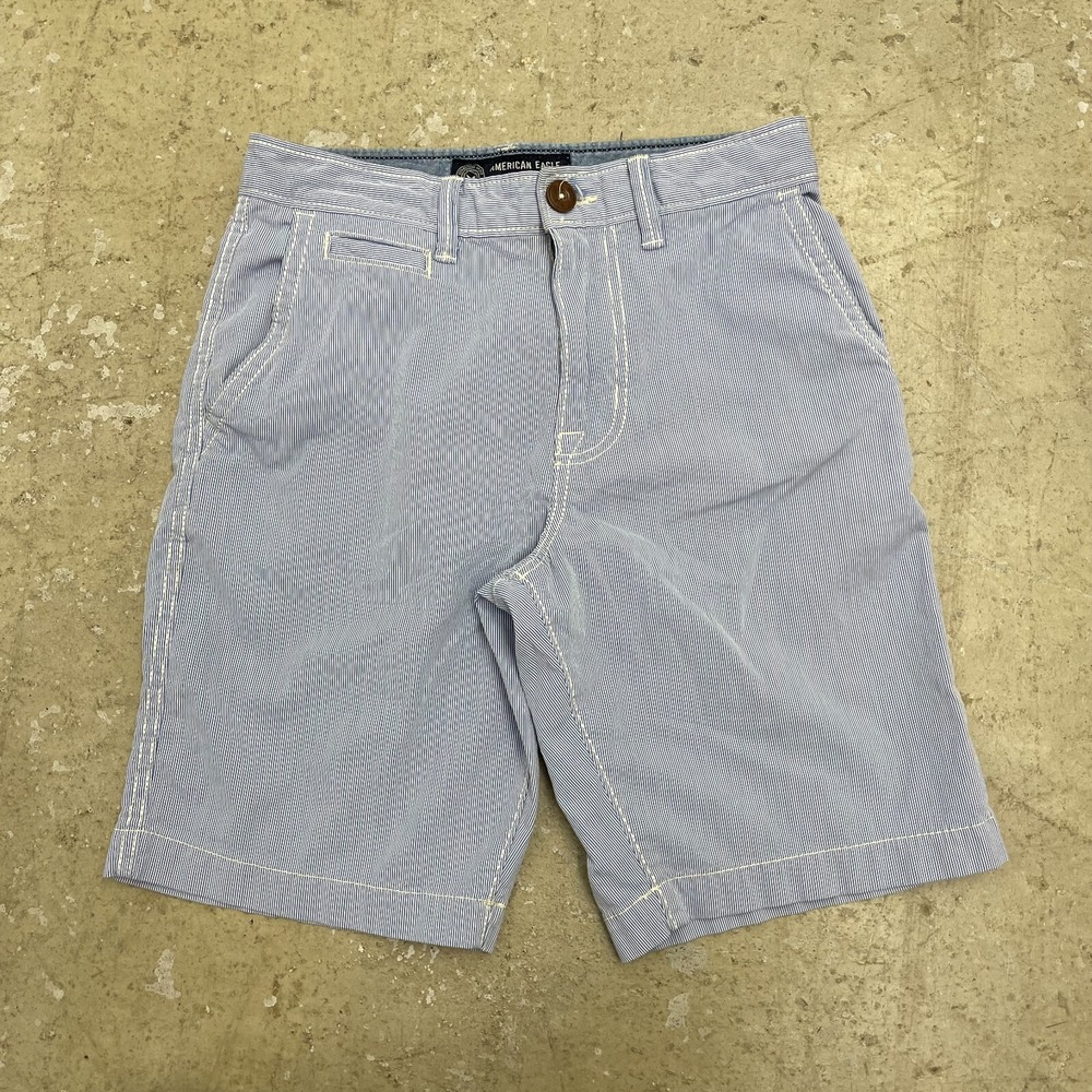 American Eagle Shorts Mens 28 Hickory Stripe Classic Flex Bermuda 10" Preppy Dad